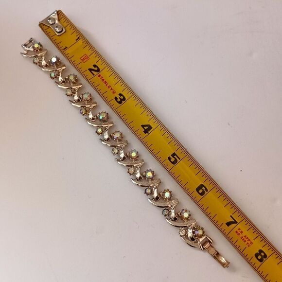 Vintage Aurora Borealis Rhinestone Bracelet Unsigned Arthur Pepper Mode Art MCM. - Picture 2 of 16